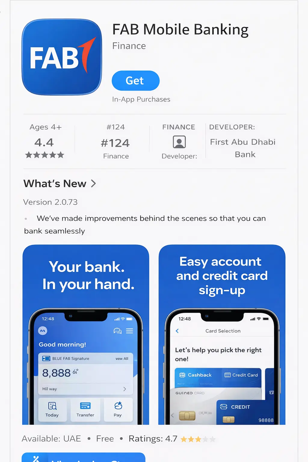Screenshot-of-the-FAB-Mobile-Banking-app-on-an-app-store-showing-ratings-developer-info-and-preview-screens.