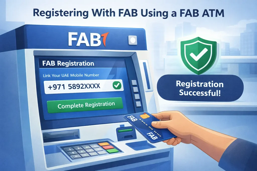 Illustration-of-registering-with-FAB-at-an-ATM-by-linking-a-UAE-mobile-number-for-successful-account-activation.